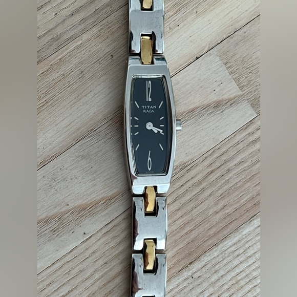 Titan Raga Ladies Watch Two Tone Bracelet Rectangular Black Dial - Picture 4 of 15